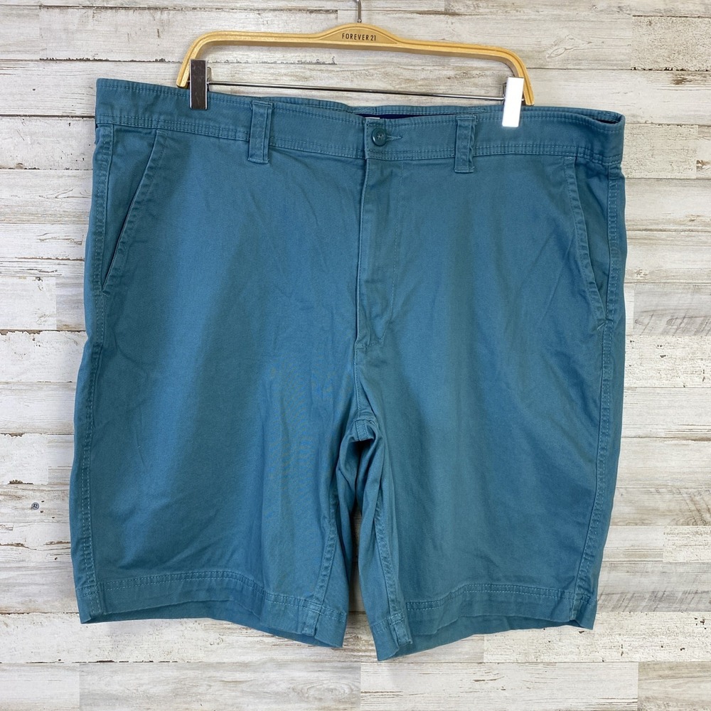 St John's Bay Shorts Men 44 9.5" Teal Green Comfort Stretch Elastic Waistband